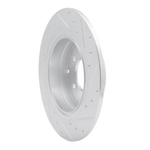 Kia Cadenza Brake Rotor (1) - Rear Left - R1 Concepts - Drilled & Slotted - Silver - `17-`19